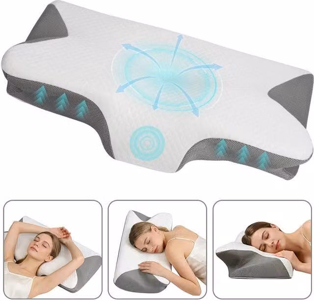 EONLION White Cooling Ergonomic Memory Foam Pillow for Adults