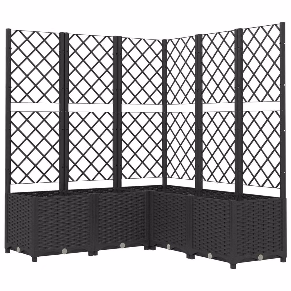 Berkfield Home Beautiful Garden Planter with Trellis, Black, W/D/H: 120 x 120 x 136 cm – 3