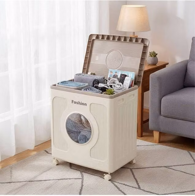 Living and Home 160L Foldable Clothes and Toy Storage Box with Wheels and Lid in White