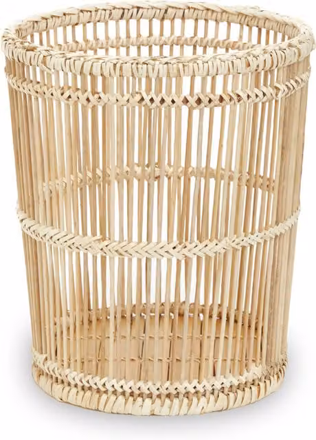 Orsina Ezell Natural Rattan and Bamboo Waste Paper Bin in Brown and Beige