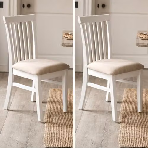 Statement Furniture Florence Wooden Dining Chairs Set of 2, White, W: 45 cm, D: 53 cm, H: 94 cm, Seat Height: 45 cm – 1