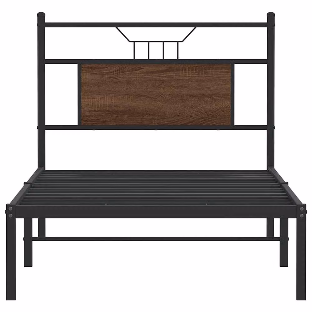 Berkfield Home Decorative Bed Frame in Brown Oak and Black, W: 80 cm, L: 200 cm – 3