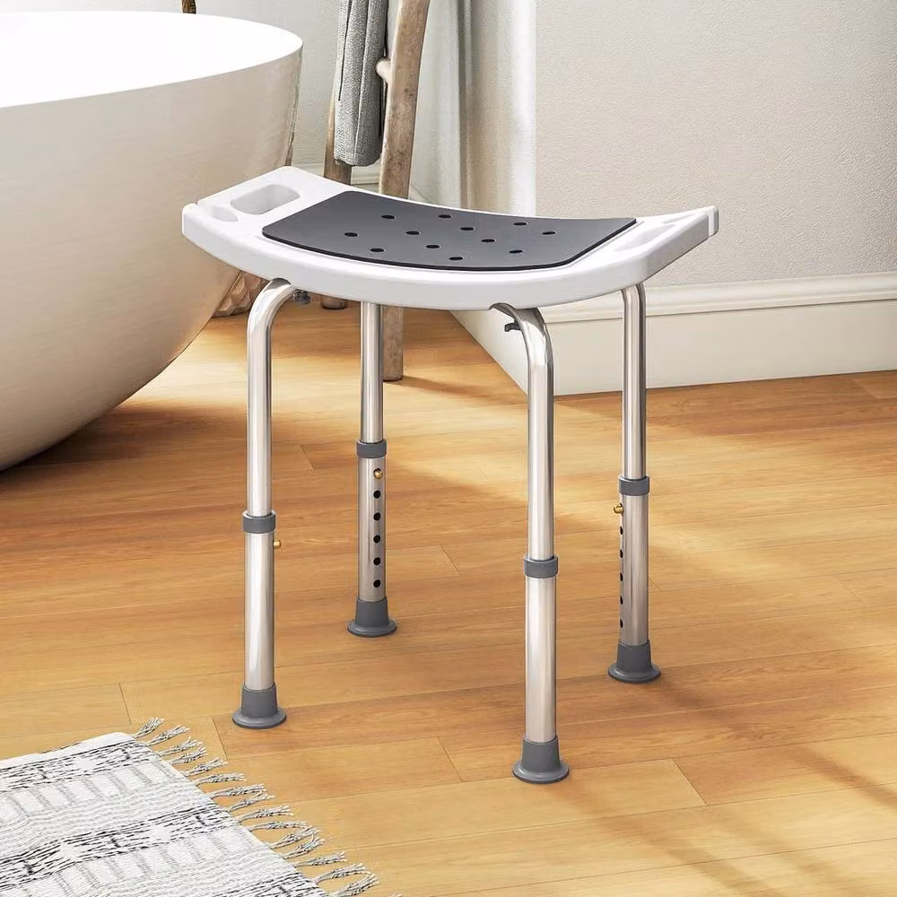 PAWNORA Adjustable Aluminium Bath Stool in White – 2