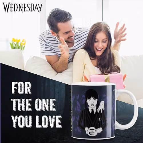 Wednesday Heat Changing Ceramic Mug in Multicolour and Black, 312ml – 5