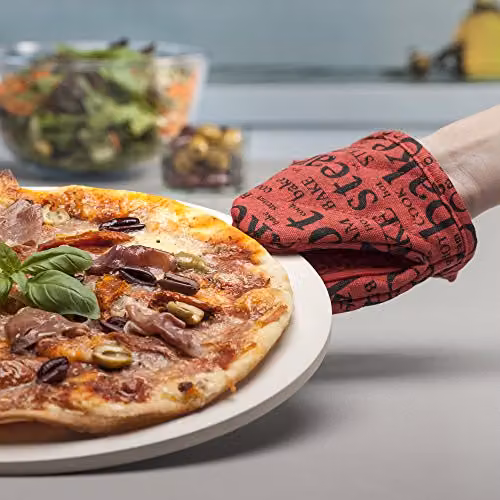 Zeal Silicone Mini Oven Mitt and Pot Holder with Hot Print Design in Red – 6