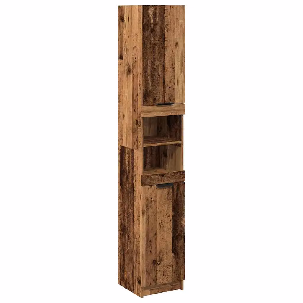 Berkfield Home Rustic Brown Wall Mounted Bathroom Cabinet with Hinged Doors and Open Shelf, W/D/H: 32 x 34 x 188.5 cm – 2