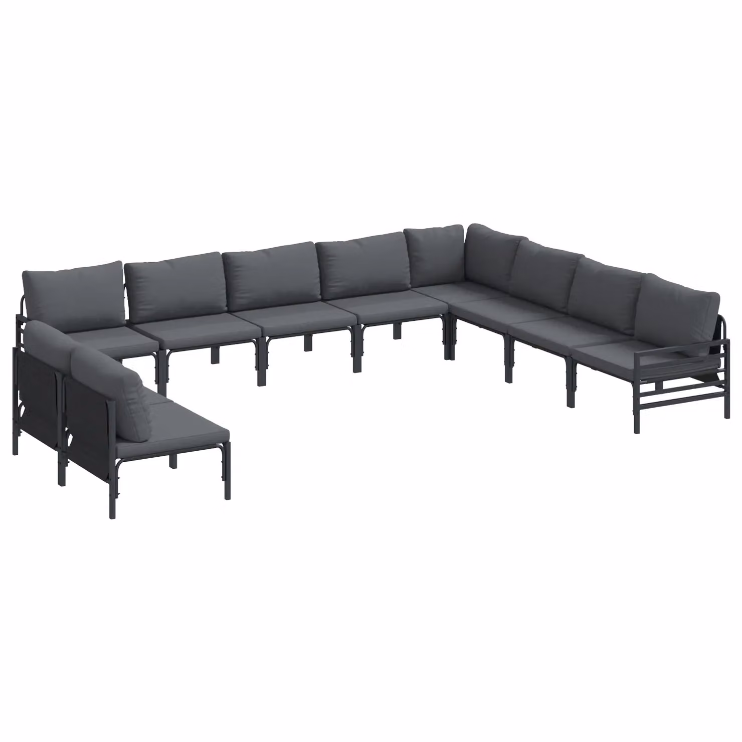 Berkfield Home 10-Piece Modern Garden Sofa Set in Anthracite with Powder Coated Steel Frame and Upholstered Cushions – 2