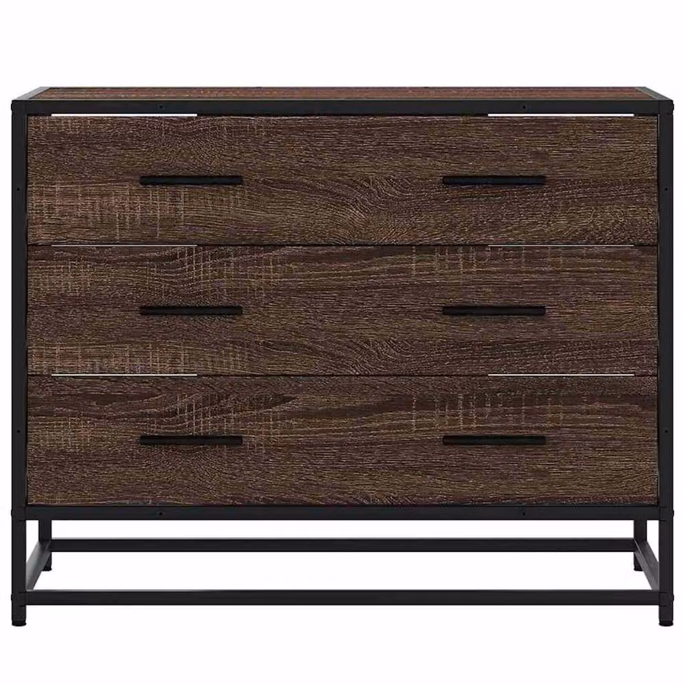 Berkfield Home Brown Oak Drawer Cabinet W/D/H: 70 x 41 x 56 cm – 4