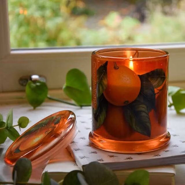 Madison & Mayfair Mandarin & Orange Blossom Large Lidded Glass Jar Candle in Orange