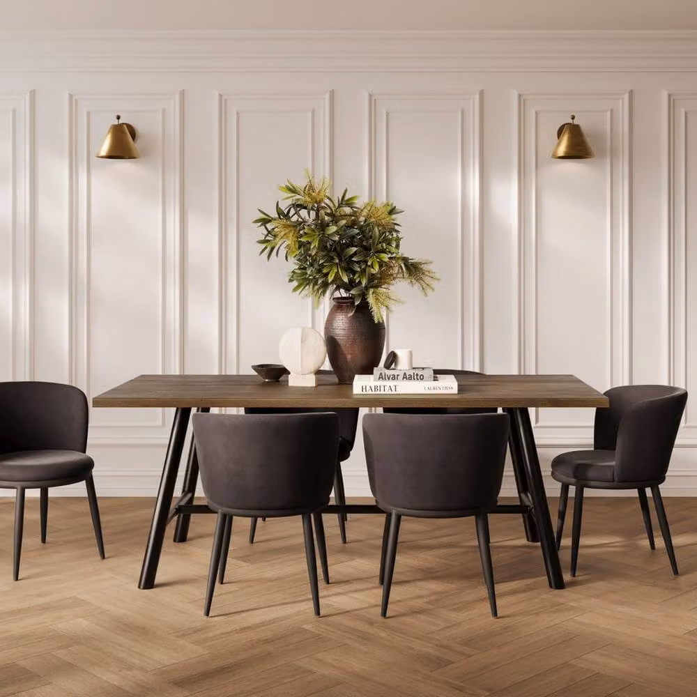 Lemon Pavilion Furniture Louie Indoor Dining Table, Brown Wood and Metal Rectangular Industrial Design, W/D/H: 200 x 89 x 76 cm – 3