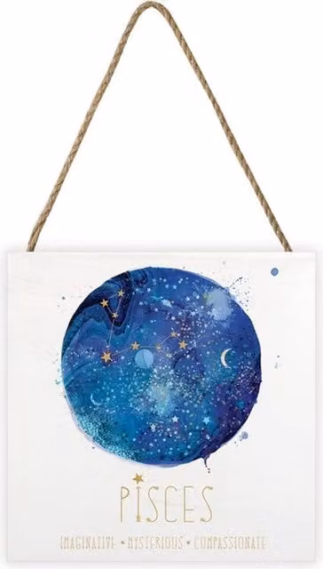 Summer Thornton Pisces White Abstract Wooden Wall Plaque