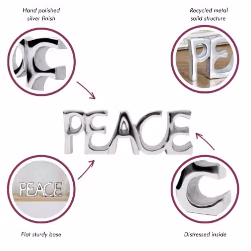 Paper High Recycled Metal Peace Sign in Silver, W/H: 24 x 9 cm – 2