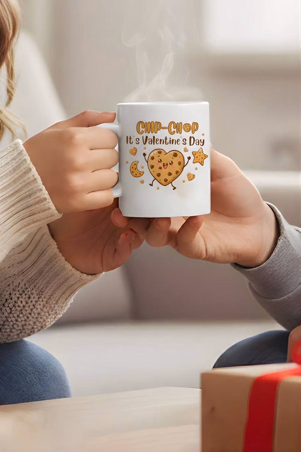 Dyzi Valentine's Day Chip-Chop Printed Ceramic Mug in White – 4