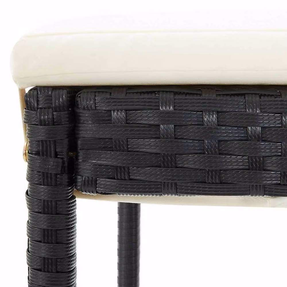 Berkfield Home Modern Garden Bar Stools with Cushions, 4 Piece Set in Black Poly Rattan and Steel – 3