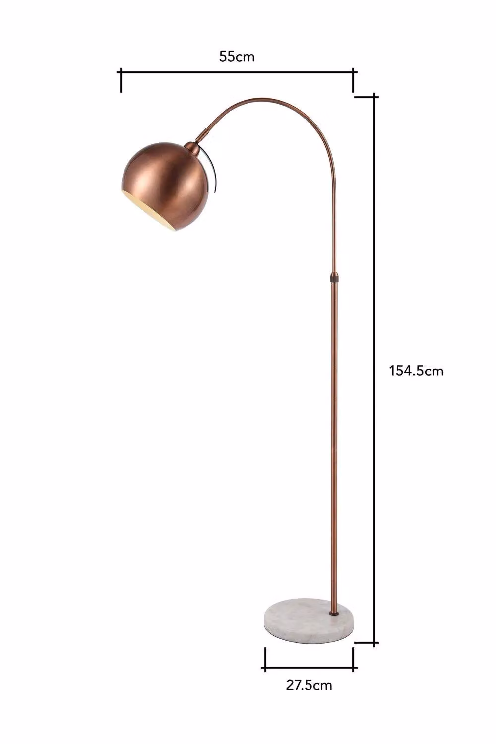 BHS Lighting Benson Curved Arc Floor Lamp in Copper – 3