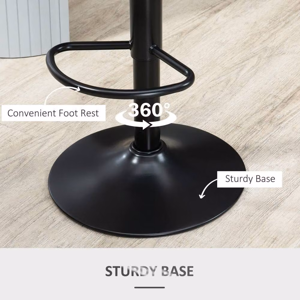 Wyld Haus Dova Lure Grey Faux Leather Swivel Bar Stools Set of 2 with Adjustable Height – 6