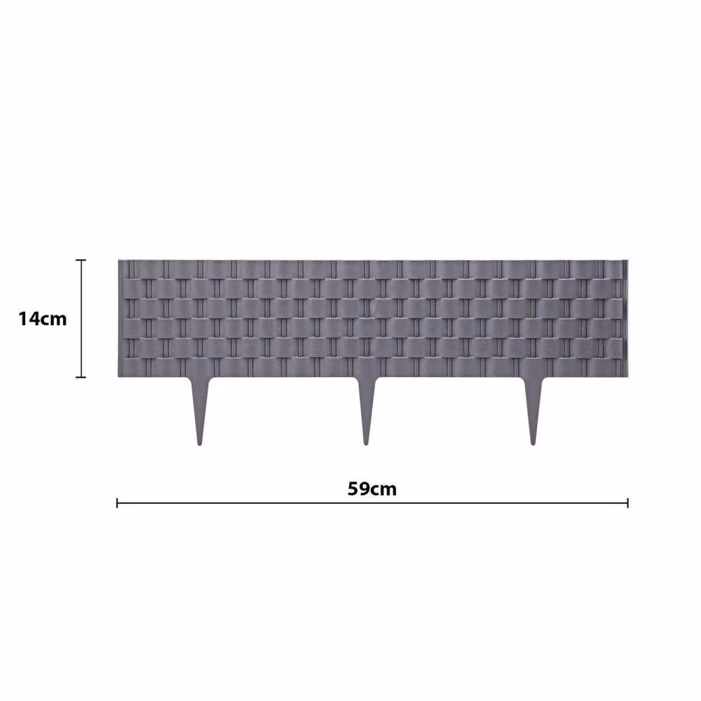 FLAVORA Grey Rattan Effect Plastic Garden Lawn Edging, W: 100 cm, H: 15 cm – 2