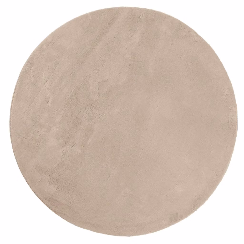 Berkfield Home HUARTE Round Short Pile Washable Rug in Sand and Brown, Diameter: 120 cm – 1