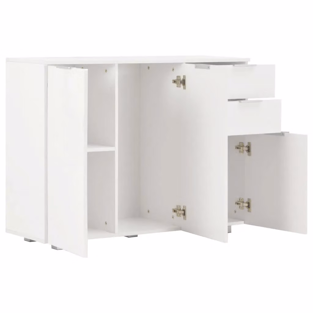 Berkfield Home High Gloss White Modern Sideboard W: 107 cm, D: 35 cm, H: 76 cm – 2
