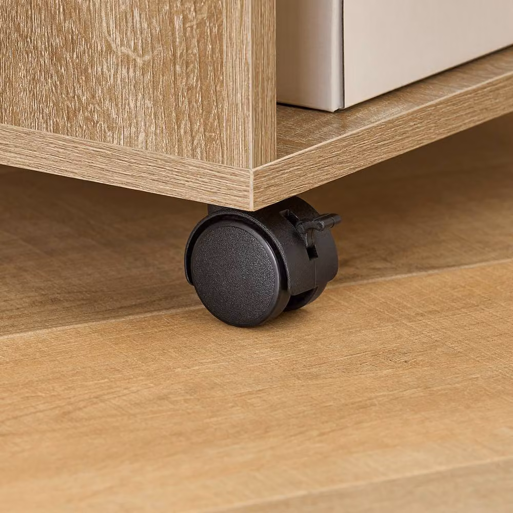 SoBuy 2-Tier Rolling End Table with Castors in Oak – 3