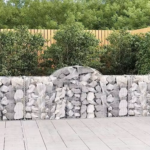 vidaXL 11-Piece Arched Gabion Baskets in Silver Galvanised Steel, W: 200 cm, D: 30 cm, H: 80/100 cm – 2