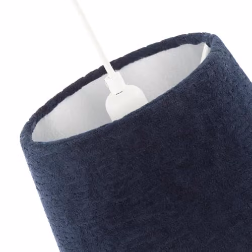 Happy Homewares Classic Round Blue and Silver Textured Velvet Drum Lamp Shade with Satin Shimmer Inner Lining, Diameter: 25 cm – 3