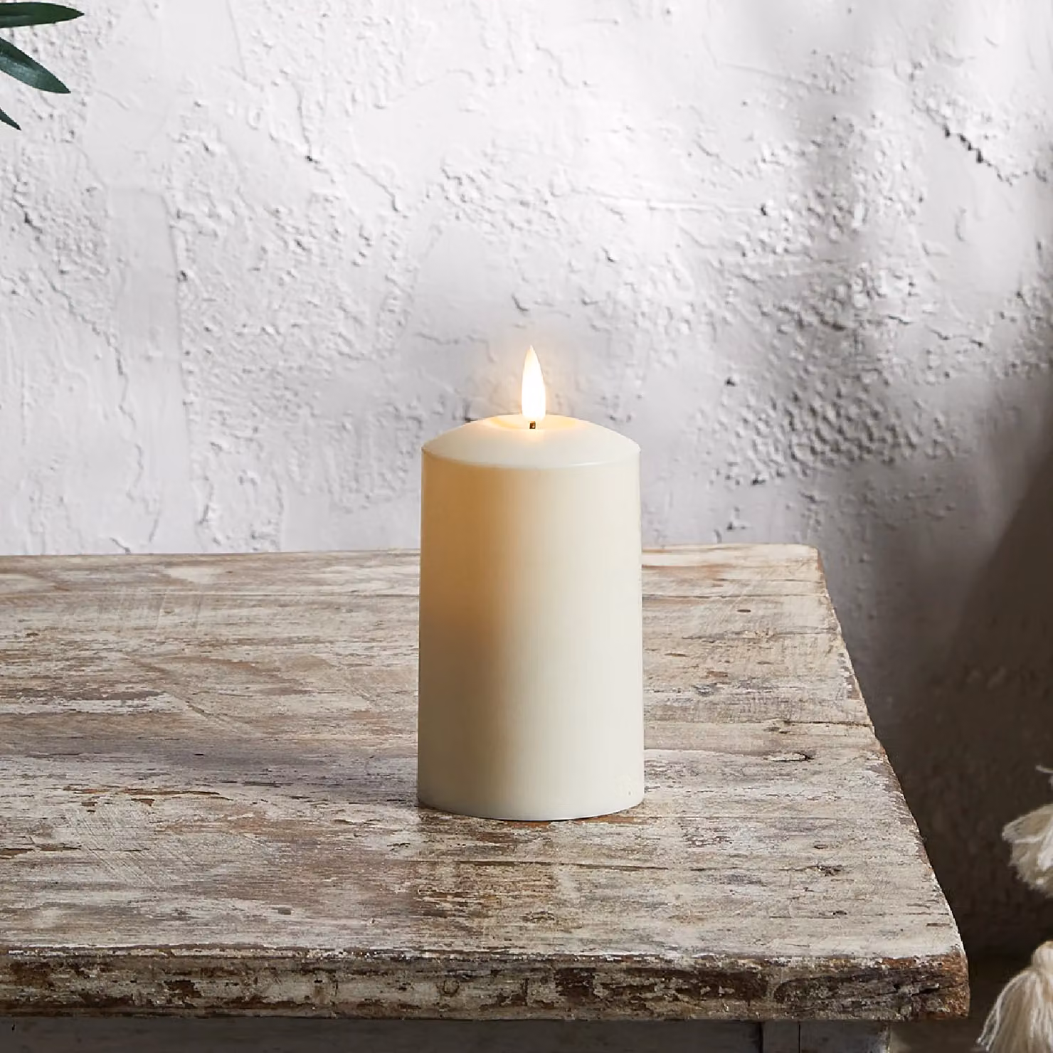 TruGlow White Waterproof Outdoor Pillar Candle with Remote Control, Height: 12.5 cm