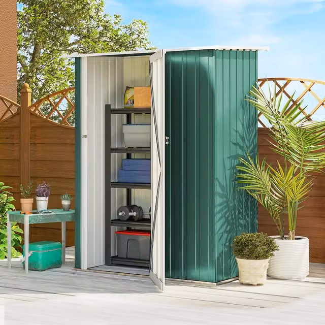Outsunny Steel Outdoor Storage Garden Shed with Lockable Door in Green – 2