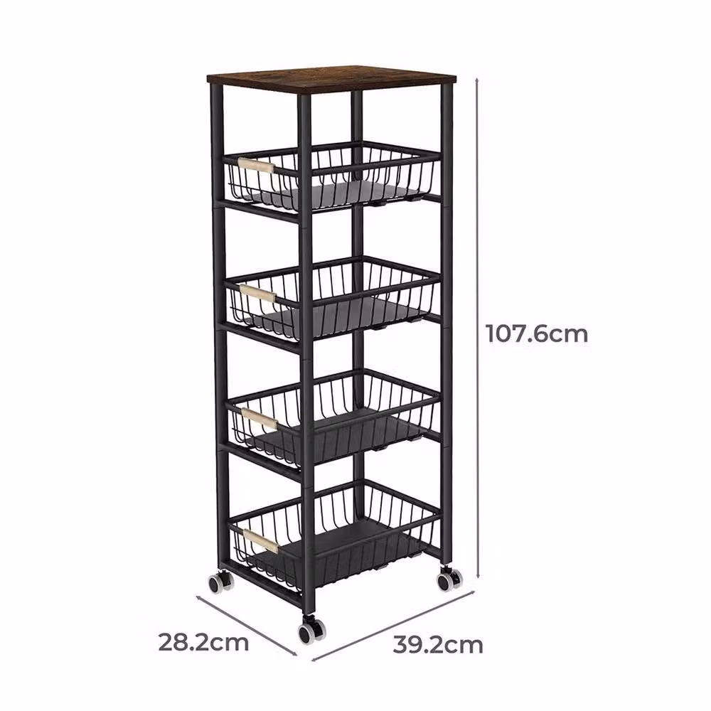 Kelvenix 5 Tier Kitchen Trolley Storage Rack Cart in Black – 2