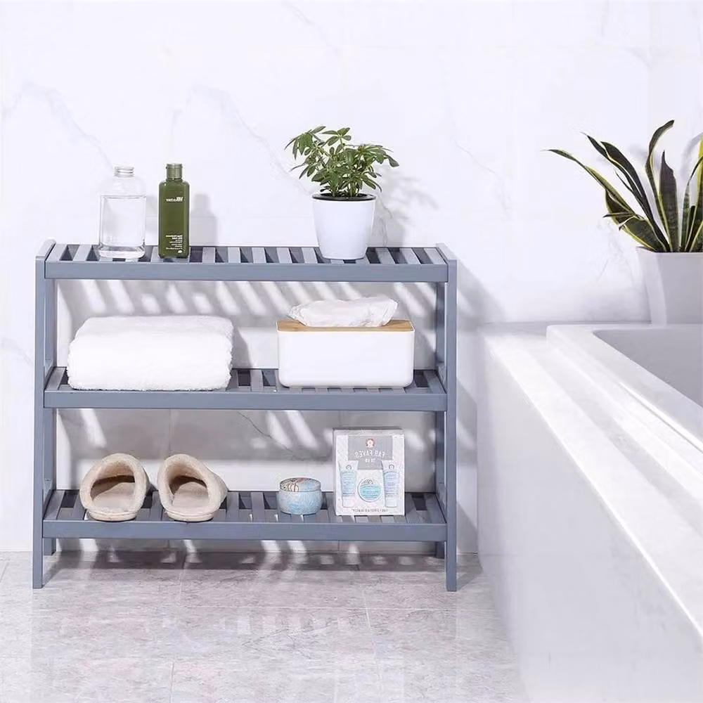FLAVORA 3 Tier Bamboo Shoe Rack Organiser Stand in Grey, Width: 50 cm – 2