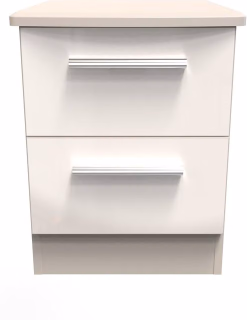 Knightsbridge Ready Assembled 2 Drawer Bedside Cabinet in Kashmir Gloss Beige