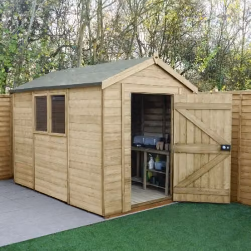 Forest Garden Tongue and Groove Apex Shed in Brown