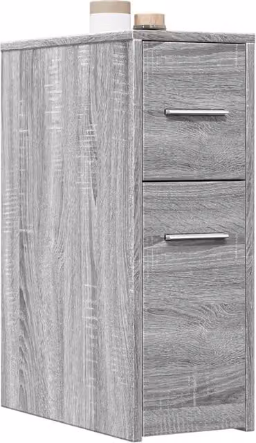 Berkfield Home Narrow Freestanding Bathroom Cupboard with Wheels in Grey Sonoma Engineered Wood