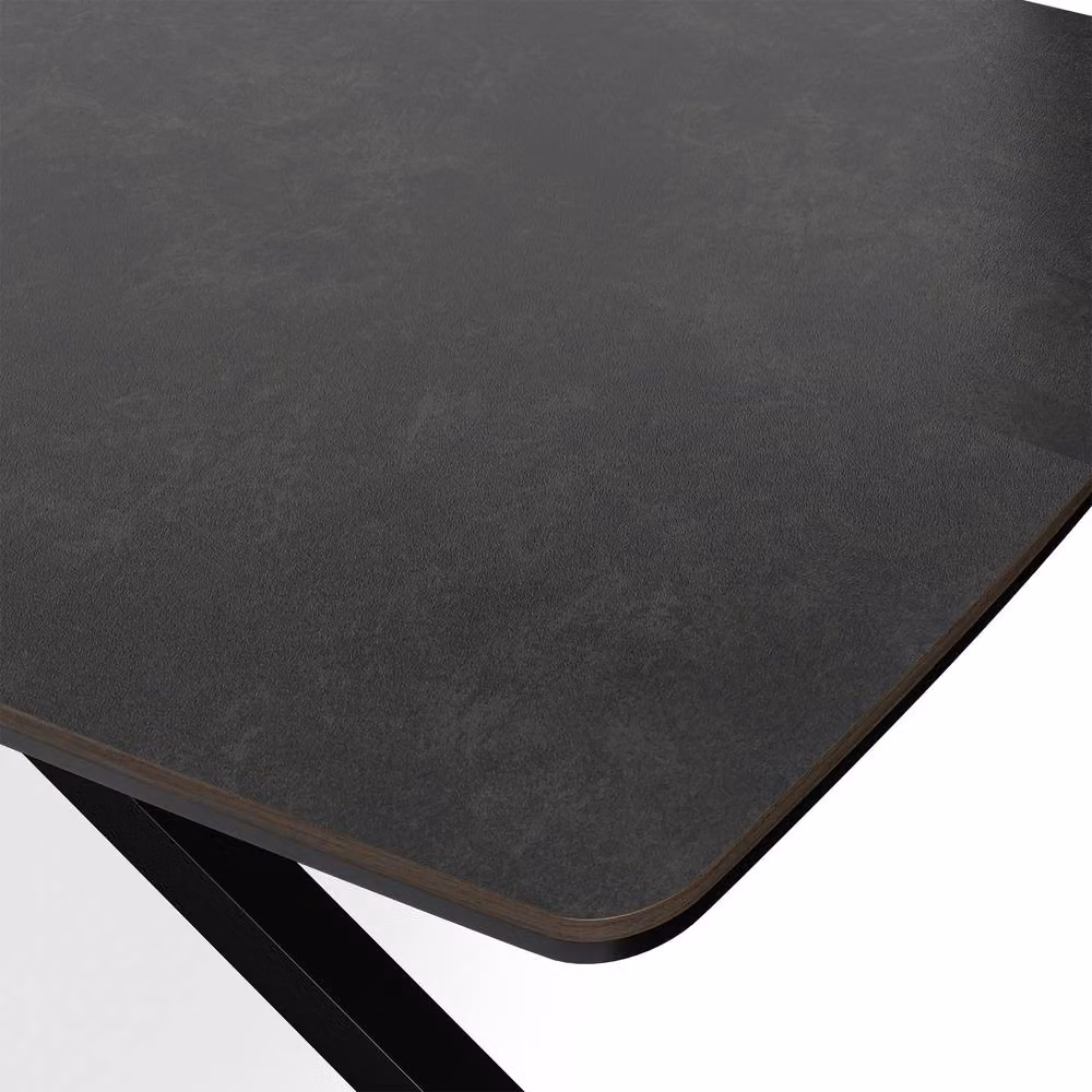 More4Homes Juno Concrete Ceramic Rectangular Dining Table and 6 Raye Velvet Chairs in Grey and Black – 2