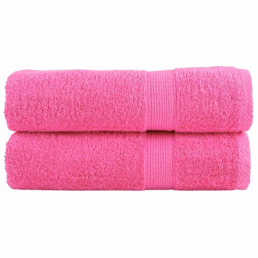 Berkfield Home SOLUND Premium Cotton Terry Bath Towels, 2 Pack, Pink, W: 100 cm, L: 150 cm, 600 gsm – 2