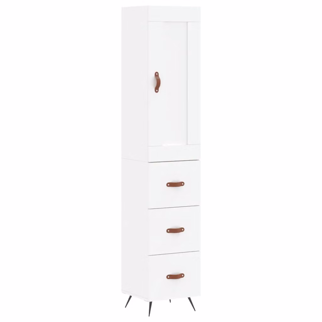 Berkfield Home White Modern Highboard with Hinged Doors and Internal Shelves, W/D/H: 34.0 x 34.5 x 180.0 cm – 2