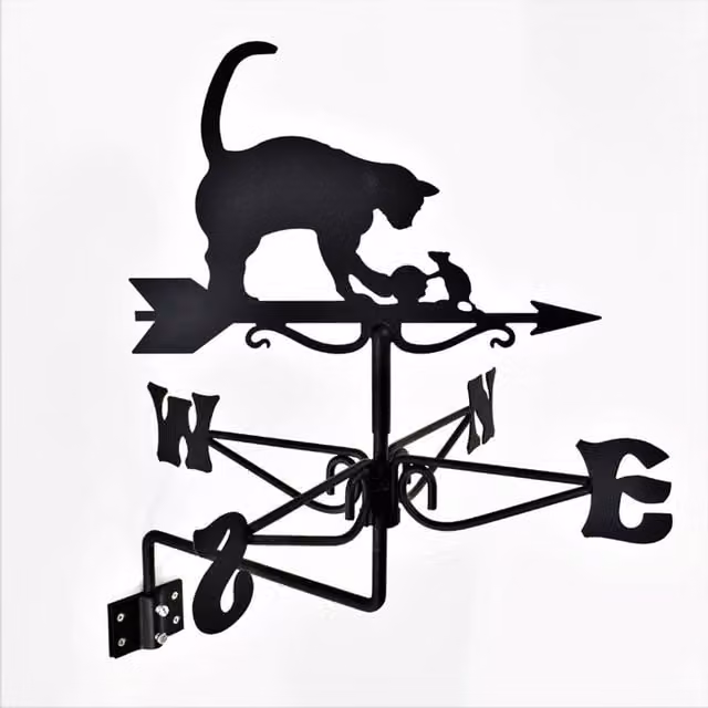 Buttercup Farm Mini Cat & Mouse Weathervane in Black Steel, W38 x D38 x H53 cm – 1