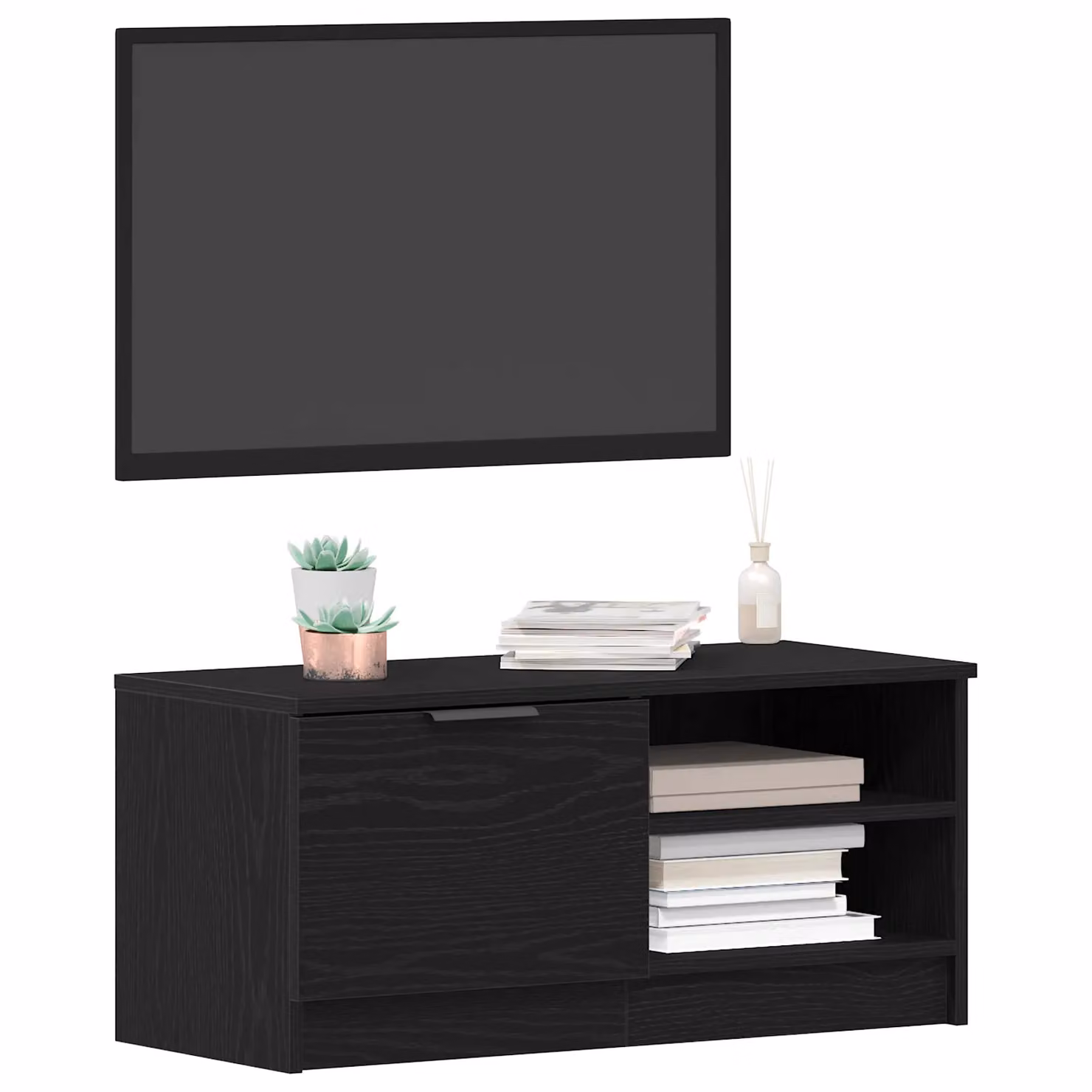 Berkfield Home Modern Black Oak TV Cabinet, W: 80 cm, D: 35 cm, H: 36.5 cm – 3