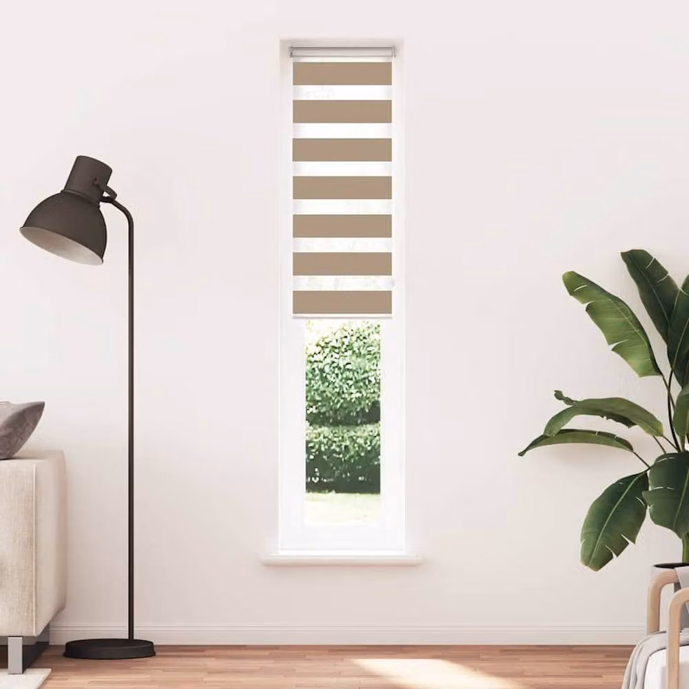 Berkfield Home Zebra Blind in Sand Brown, W: 45 cm, H: 200 cm, Polyester Fabric – 2