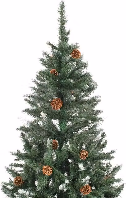 Berkfield Home Beautiful Artificial Green Christmas Tree with Pine Cones and White Glaze, H 210 cm x W 119 cm x D 119 cm – 1