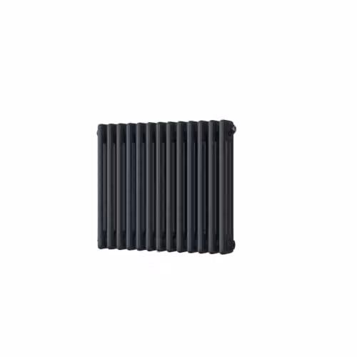 Alpha Anthracite 3 Column Traditional Cast-Iron Style Steel Radiator with Feet, H: 50 cm, W: 59.9 cm – 2
