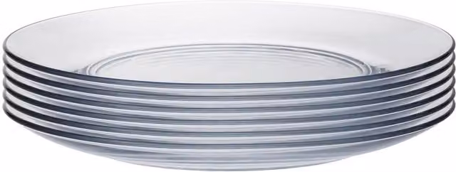 Duralex Transparent Glass Plates, Set of 12, Diameter: 19 cm