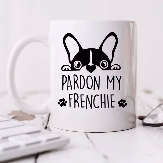 60 Second Makeover Limited Pardon My Frenchie Ceramic Mug in White