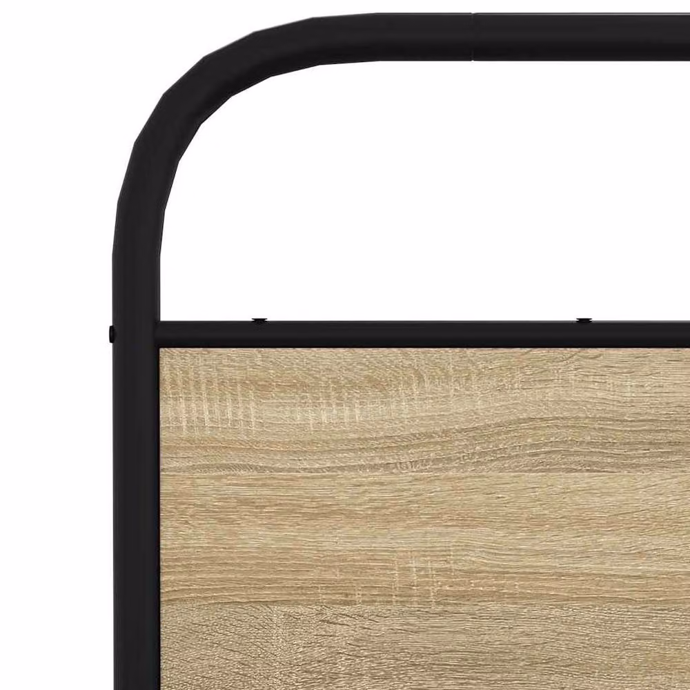 Berkfield Home Small Double Bed Frame in Sonoma Oak Wood and Metal, Brown, W/D/H: 120 x 190 cm – 4