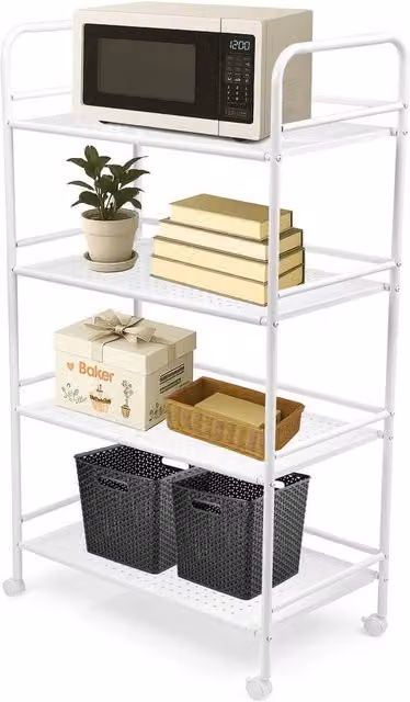 EONLION 4 Tier Slim Kitchen Food Storage Trolley in White, Height: 100 cm – 1