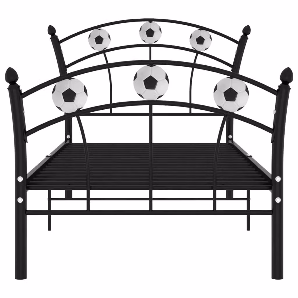 Berkfield Home Football Design Metal Bed Frame in Black, W/D/H: 90 x 200 cm – 2