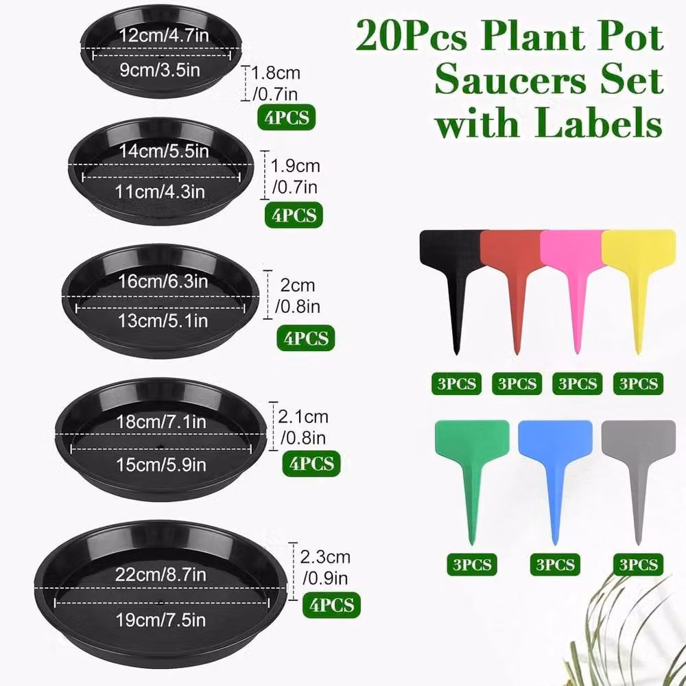 SPETLEK Black Plant Pot Saucers, 20 Pack – 2
