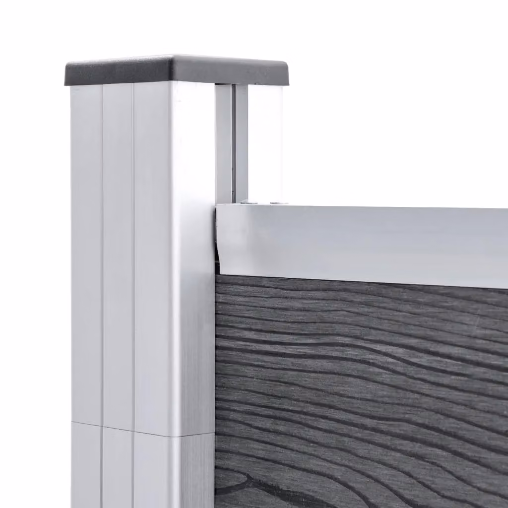 Berkfield Grey WPC and Aluminium Garden Fence Panel, W: 699 cm, H: 106 cm – 3