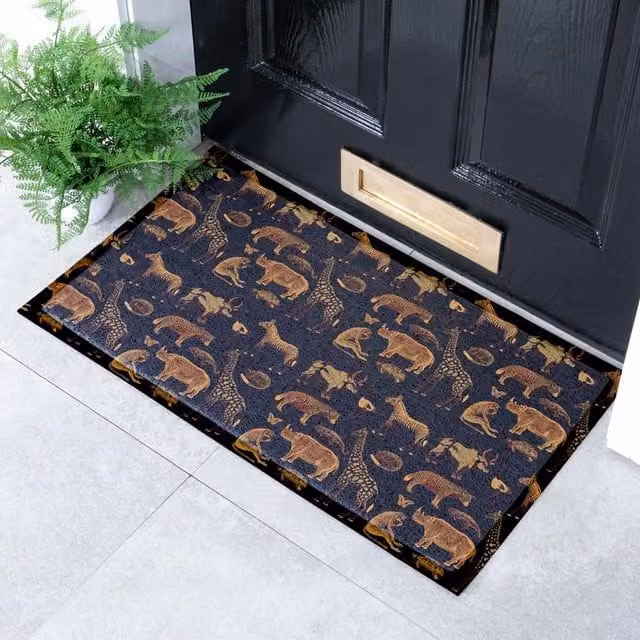 Artsy Mats African Animal Pattern Indoor and Outdoor Doormat, Multicolour, W: 70 cm, D: 40 cm