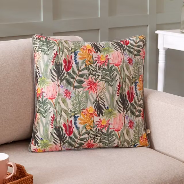 Wylder Country Wilds Blossom Printed Floral Square Cushion, Multicolour, W/D/H: 45 x 45 x 45 cm